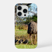 Emu Parents Taking Chicks For Walk, iPhoneケース (裏面)