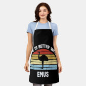 Emu with German Text Das Leben ist besser エプロン (着用した状態)