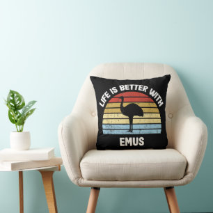 Emu with German Text Das Leben ist besser クッション