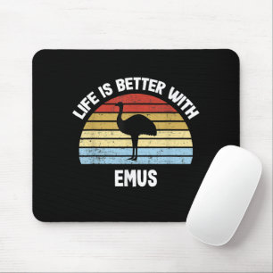 Emu with German Text Das Leben ist besser マウスパッド