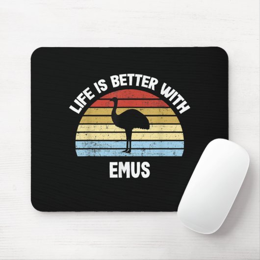 Emu with German Text Das Leben ist besser マウスパッド (マウス)