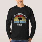 Emu with German Text Das Leben ist besser Tシャツ (正面)