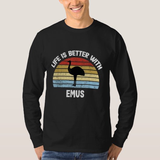 Emu with German Text Das Leben ist besser Tシャツ (正面)