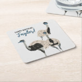 Emus Bird lovers パーソナライズされたパーティー スクエアペーパーコースター (アングル)