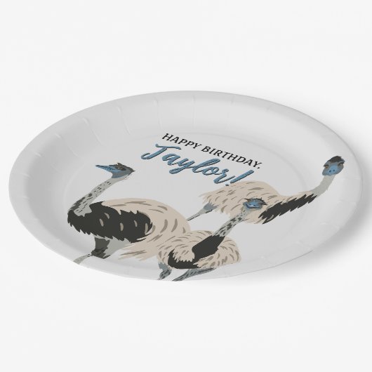 Emus Bird lovers パーソナライズされたパーティー ペーパープレート (アングル)