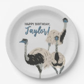 Emus Bird lovers パーソナライズされたパーティー ペーパープレート (正面)