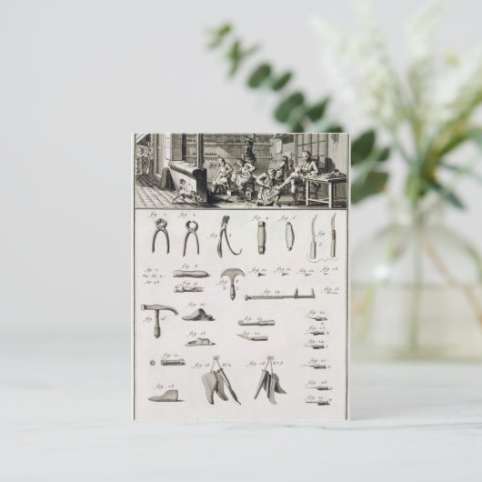 「Enからの靴および靴製造業者および用具、 ポストカード (スタンド正面)