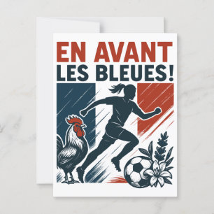 En Avant Les Bleues – 女子フランスのサッカーチーム ポストカード