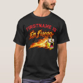 「En fuego」燃えるテニスボールカスタムデザイン Tシャツ (正面)