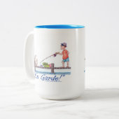 En Garde fisherman and sea gulls  ツートーンマグカップ (正面左)