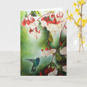 En Pointeのハチドリの挨拶状 カード (黄色い花)