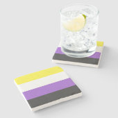 Enby (非バイナリプライド)フラグ ストーンコースター (横)