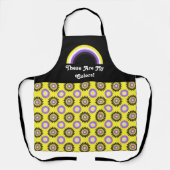 Enby pride flag and rainbow with text / yellow エプロン (正面)