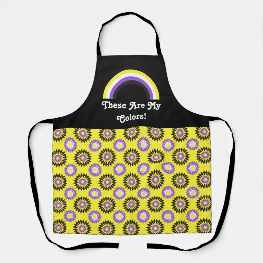 Enby pride flag and rainbow with text / yellow エプロン (正面)