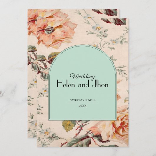 Encanto Floral Vintage 招待状 (正面/裏面)