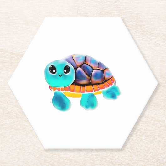 Encaustic painting turtle Copy ペーパーコースター (正面)