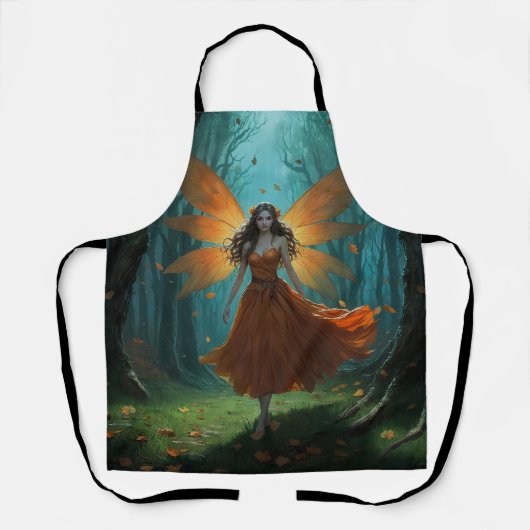 Enchanted Autumn Fairy Thanksgiving Fantasy Art エプロン (正面)