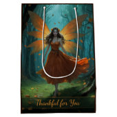 Enchanted Autumn Fairy Thanksgiving Fantasy Art ミディアムペーパーバッグ (裏面)