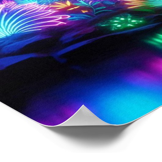 Enchanted Bioluminescent Tropical Neon Forest ポスター (角)