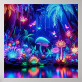 Enchanted Bioluminescent Tropical Neon Forest ポスター (正面)