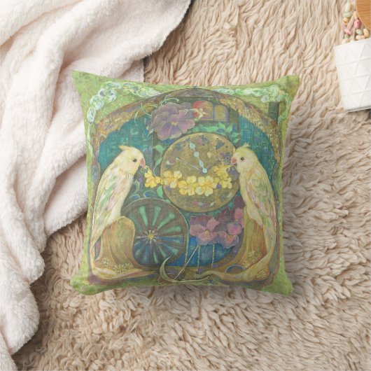 Enchanted Bird & Flower Clock Cushion - Delightful クッション (ブランケット)