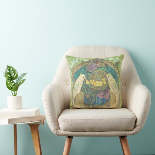 Enchanted Bird & Flower Clock Cushion - Delightful クッション (椅子)