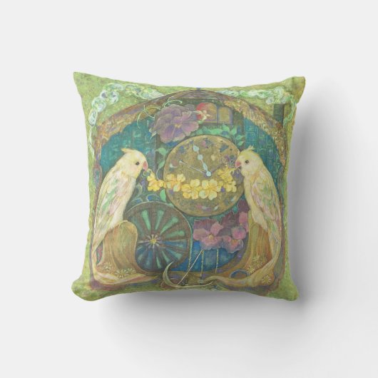 Enchanted Bird & Flower Clock Cushion - Delightful クッション (正面)