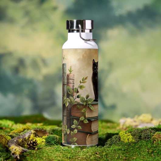 Enchanted Black Cat Library ウォーターボトル (アウトドア)