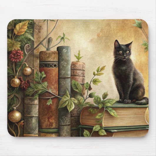 Enchanted Black Cat Library マウスパッド (正面)