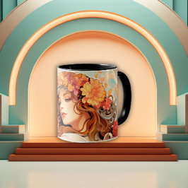 Enchanted Bloom Art Nouveau Woman マグカップ