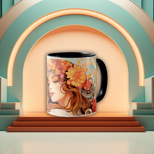 Enchanted Bloom Art Nouveau Woman マグカップ