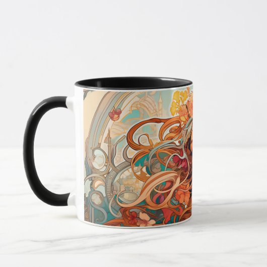 Enchanted Bloom Art Nouveau Woman マグカップ (左)