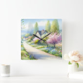 Enchanted Blossom Country Lane スクエア壁時計 (ホーム)