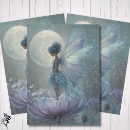 Enchanted Blue Fairy Watercolor Fantasy Decoupage 薄葉紙