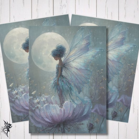 Enchanted Blue Fairy Watercolor Fantasy Decoupage 薄葉紙