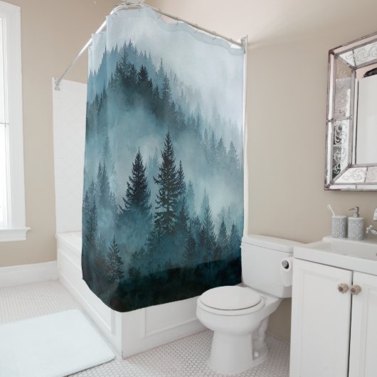 Enchanted Blue Forest Escape Shower Curtain シャワーカーテン (インサイチュ)