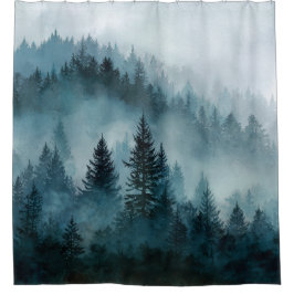 Enchanted Blue Forest Escape Shower Curtain シャワーカーテン