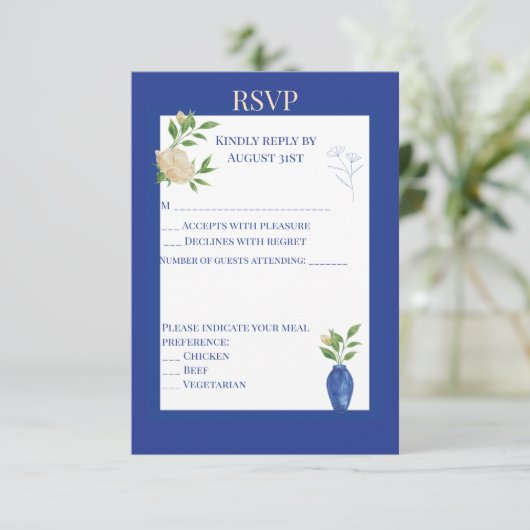 Enchanted Blue Garden RSVP Card セーブザデート (スタンド正面)