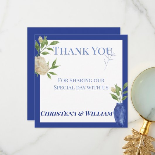 Enchanted Blue Garden Thank You サンキューカード (正面/裏面インサイチュ)