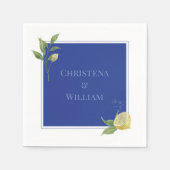 Enchanted Blue Lemon Blossom Personalized Wedding スタンダードカクテルナプキン (正面)