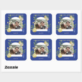 Enchanted Blue Lemon Blossom Photo Wedding スクエアシール (シート)