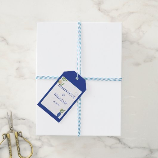 Enchanted Blue Lemon Blossom Wedding ギフトタグ (より糸付き)