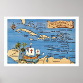 Enchanted Caribbean Map 20x30 Print ポスター (正面)