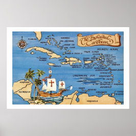 Enchanted Caribbean Map 20x30 Print ポスター
