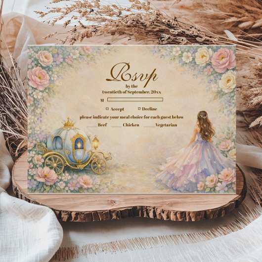 Enchanted Carriage Fairytale Quinceañera 出欠カード