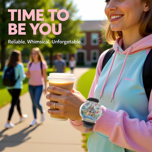 Enchanted Castle Time Stained Glass Fairytale Wall 腕時計 (クリエイターアップロード済み)