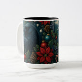 Enchanted Christmas Raven Mug – 15oz Winter Gothic ツートーンマグカップ (正面左)