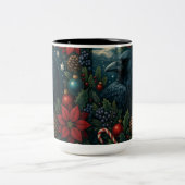 Enchanted Christmas Raven Mug – 15oz Winter Gothic ツートーンマグカップ (中央)
