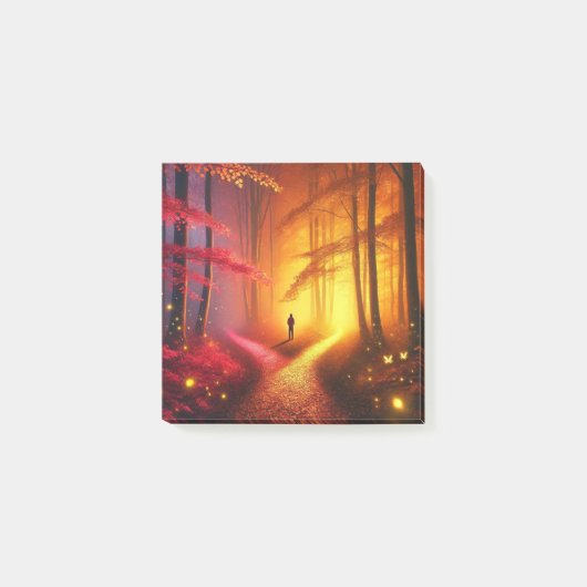 Enchanted Crossroads – Vibrant Autumn Forest Art P ポストイット (正面)