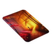 Enchanted Crossroads – Vibrant Autumn Forest Art P マグネット (右側)